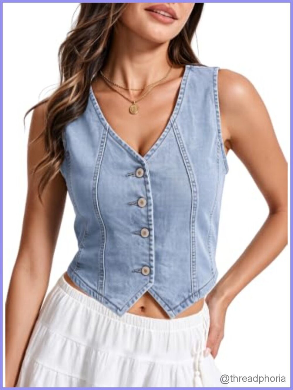 Women's Denim Crop Vest Sleeveless Western Vaistcoat